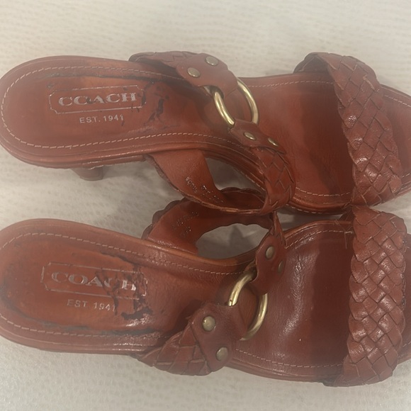 COACH Phebe brown braided Vachetta leather platform sandals - Picture 8 of 16